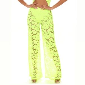 Fashion Nova Neon yellow lace pants